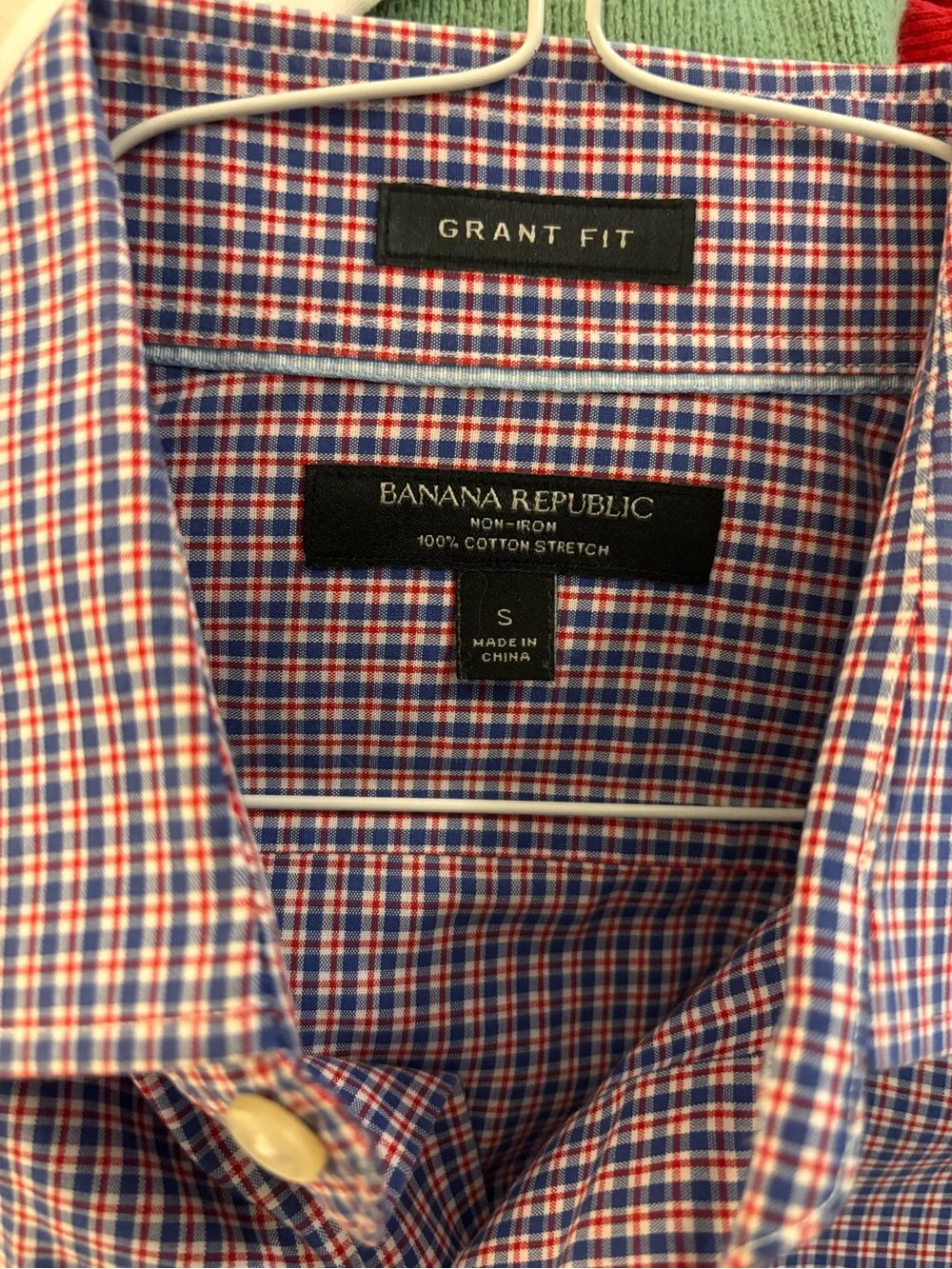 Banana Republic Red & Blue Micro-Check Dress Shirt